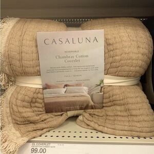 Casaluna Chambray Cotton Coverlet - Tan